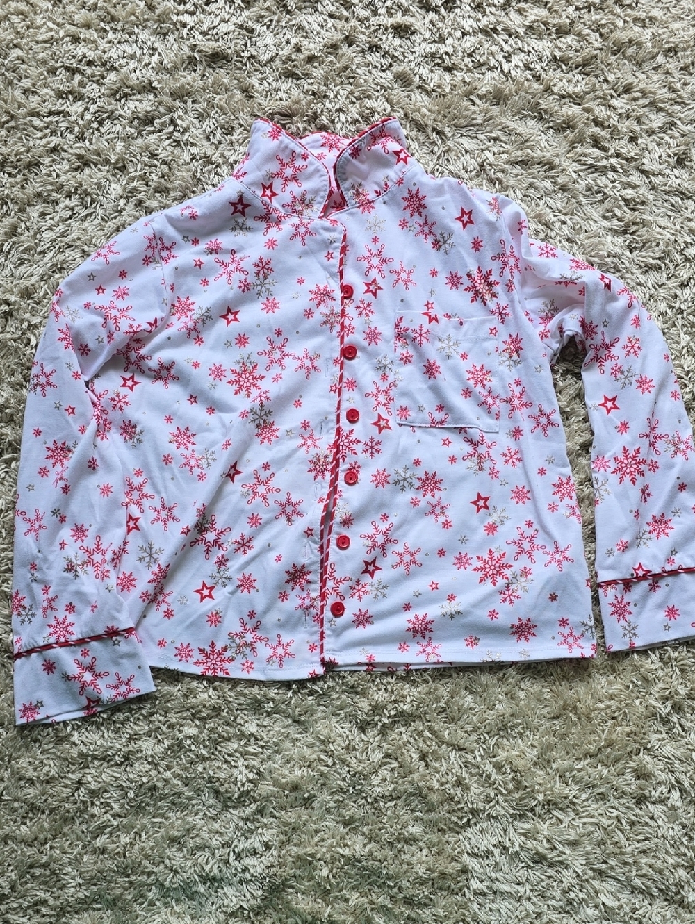 American Girl White Pajama Set M-10/12 with Red Snowflake Print with Doll Set